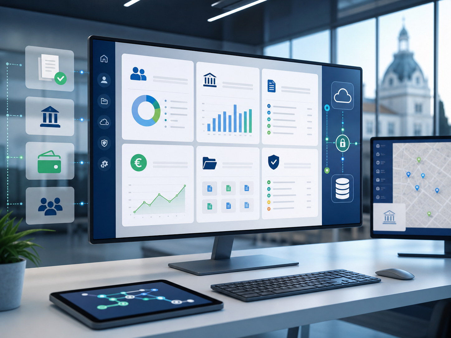 Schermi con API, pagamenti, documenti e flussi applicativi